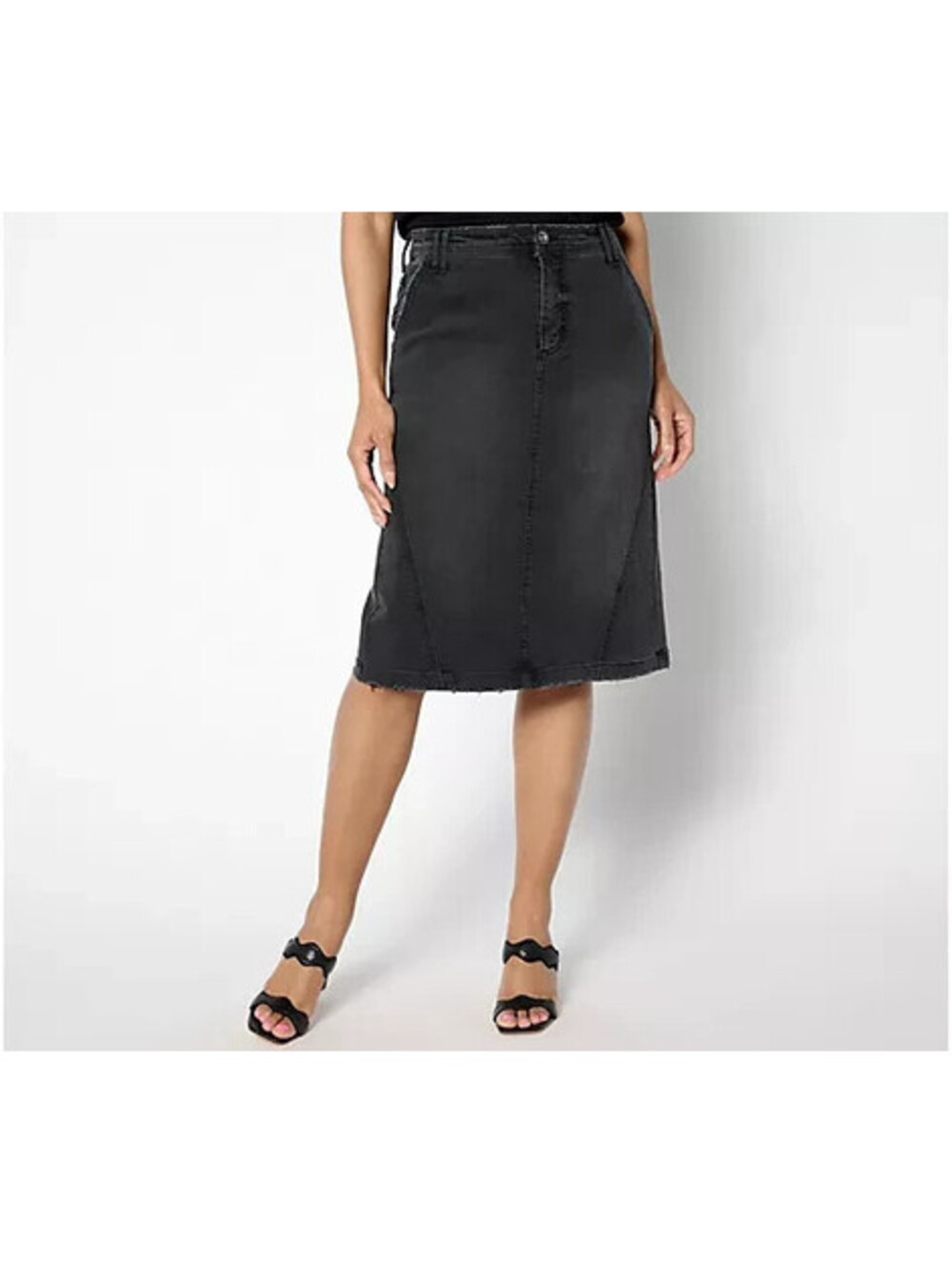 LOGO by Lori Goldstein Regular Knee Length Denim Skirt Size 2